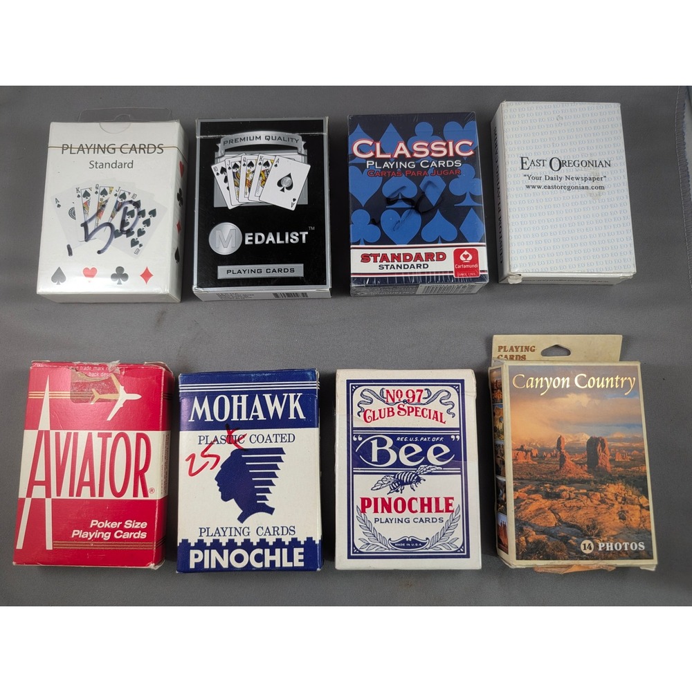 8 Playing Card Decks Lot Bee Mohawk Pinochle Aviator Canyon Country Cartamundi